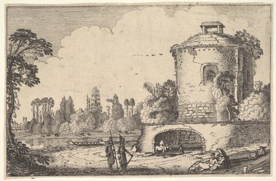 Maisema pyöreän tornin kanssa, n. 1616. tekijältä Jan van de Velde II