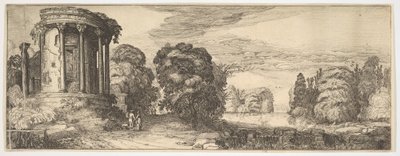 Sibylin temppeli Tivolissa maisemista ja raunioista, n. 1615. tekijältä Jan van de Velde II