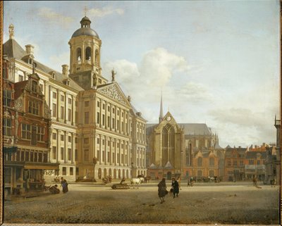 Dam-katu ja Amsterdamin uusi kaupungintalo, Alankomaat ... tekijältä Jan van der (manner of) Heyden