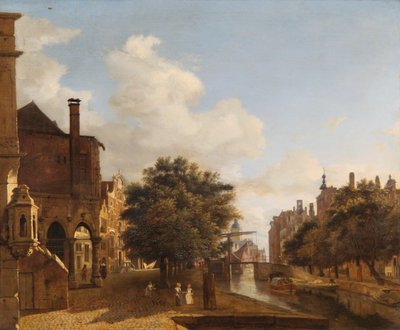 "Arkkitehtoninen fantasia vanhan kaupungintalon kanssa, Amsterdam", n. 1670 tekijältä Jan van der Heyden