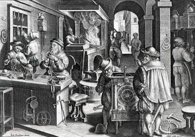 Rautakausi, Nova Repertan levy 5, kaiverrus Philip Galle, n. 1580-1605 tekijältä Jan van der Straet