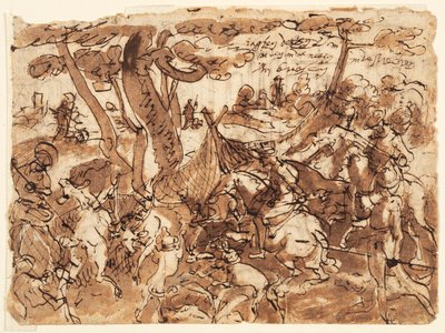 Hirvenmetsästys verkoilla tekijältä Jan van der Straet, called Stradanus