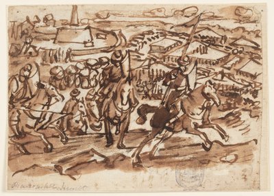 Turkkilaisten vetäytyminen Wienin piirityksen jälkeen vuonna 1529 tekijältä Jan van der Straet, called Stradanus