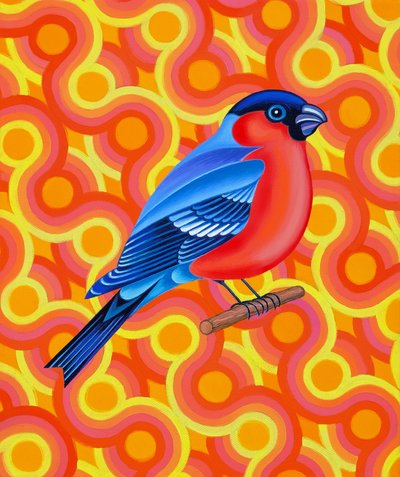 Bullfinch, 2023 (öljy kankaalle) tekijältä Jane Tattersfield