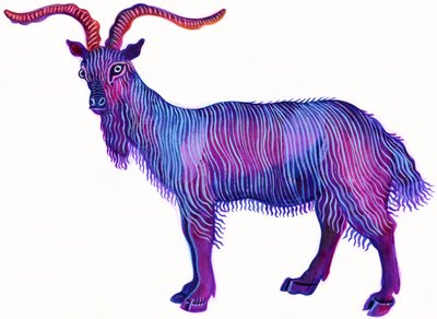 Goat Capricorn, 1996, (muste ja guassi) tekijältä Jane Tattersfield