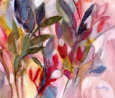 Kasvitieteellinen, jossa on iloa kaikkina vuodenaikoina, n.2022 (vesiväri paperille). tekijältä Janel Bragg