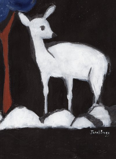 Deer from Washington Park II, noin 2017 (hiili, gesso ja kaseiini paperille). tekijältä Janel Bragg