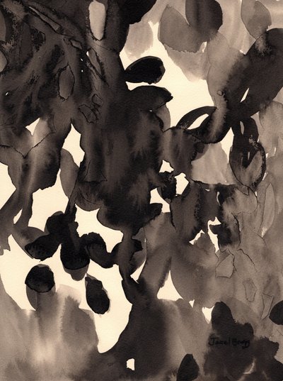 Leaves Abstract in Ink, n.2019 (muste paperille) tekijältä Janel Bragg