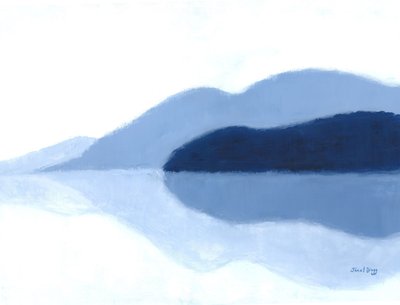 San Juanin saarten heijastuksia, n.2021 (kaseiini paperille). tekijältä Janel Bragg