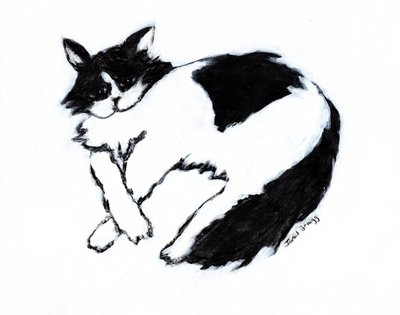 Thomas Lounging II, n. 2019 (sekatekniikka paperille) tekijältä Janel Bragg