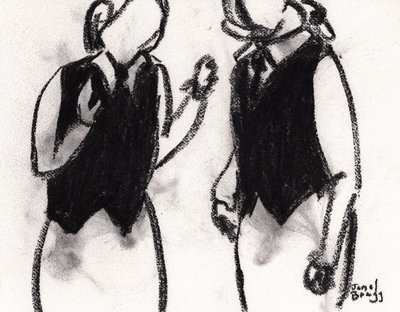 Tarjoilijat Cafe Sabarskyssa n. 2024 (hiili paperille) tekijältä Janel Bragg