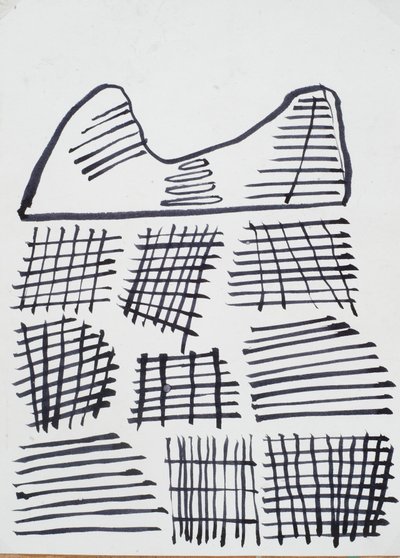Piirustus, 2015 (muste paperille) tekijältä Janet McKenzie