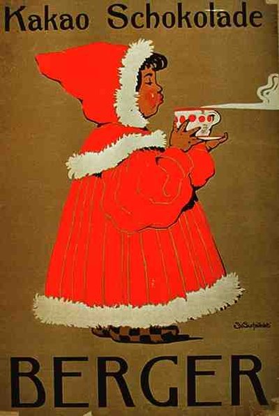 Mainos "Berger Cocoa Chocolate" (väri litho) tekijältä January Suchodolski