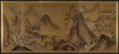 Tataarit metsästämässä vuoristomaisemassa tekijältä Japan, Edo period