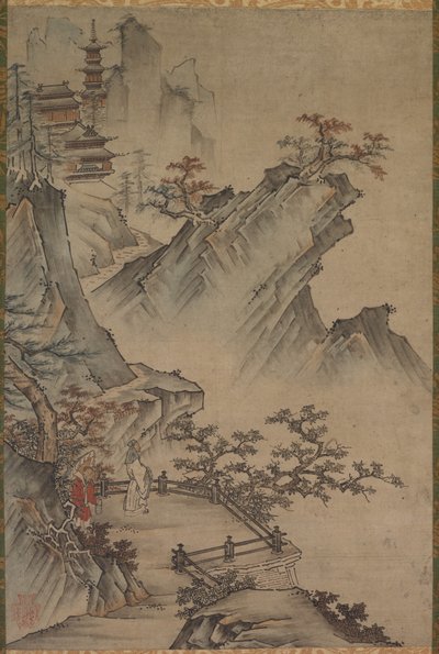 Kiinan kirjailija katselee laaksoa tekijältä Japan, Muromachi period