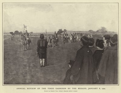 Mikadon vuosikatsaus Tokio Garrisonista, 8. tammikuuta 1904 tekijältä Japanese Photographer