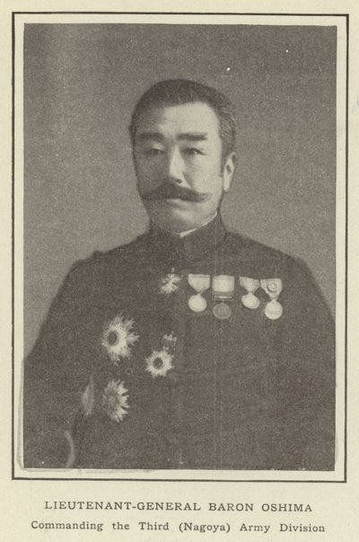 Kenraaliluutnantti Baron Oshima, kolmannen (Nagoyan) armeijadivisioonan komentaja tekijältä Japanese Photographer