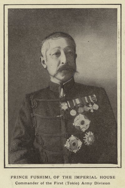 Prinssi Fushimi, keisarillisen talon ensimmäisen (Tokio) armeijadivisioonan komentaja tekijältä Japanese Photographer