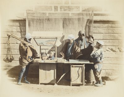 Tienvarsikioski Japanissa (käsinvärinen mustavalkokuva) tekijältä Japanese Photographer