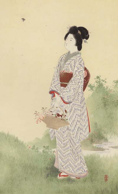 Japanilainen tyttö (chromolitho) tekijältä Japanese School