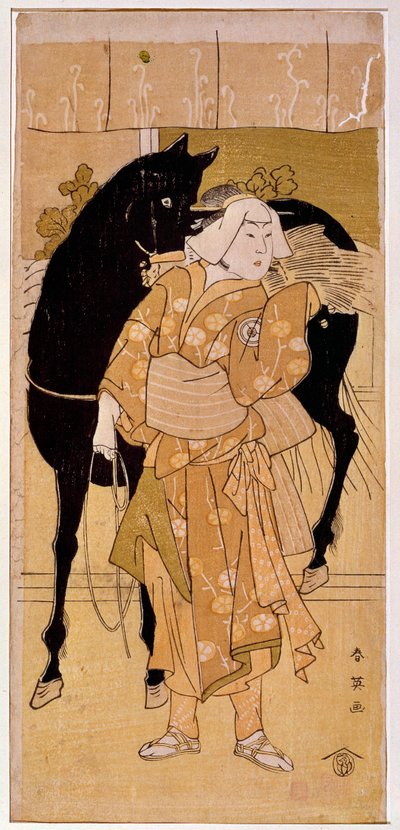 Näyttelijä, joka esittää talonpojan ja hänen hevosensa japanilaista vedosta 1800-luvulta. Pariisi, Guimetin museo, Aasian taiteen kansallinen museo tekijältä Japanese School