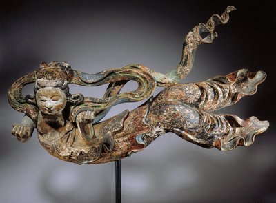 Apsaras, 1600-1700-luku (monivärinen puu) tekijältä Japanese School