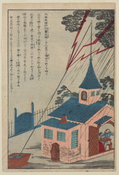 Benjamin Franklin, sarjasta Lifes of Great People of the Occident, n. 1870 (väri, puupainatus paperille) tekijältä Japanese School