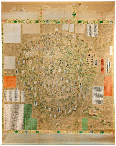 Buddhalainen maailmankartta - 1700-luvun alun japanilaisen koulun vesiväri ja mustetta - Adelaide, Etelä-Australian taidegalleria, Australia tekijältä Japanese School