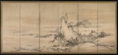 Chinese Landscape, yksi kuusinkertaisista näytöistä tekijältä Japanese School