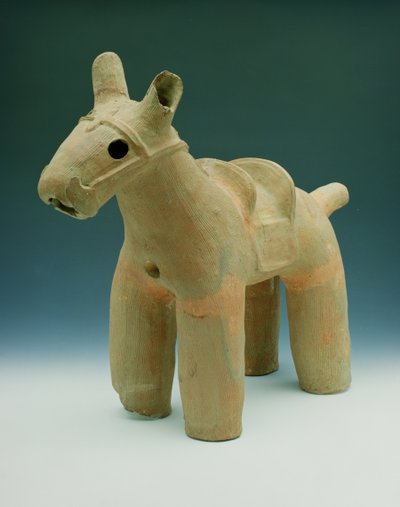 Haniwa Horse, löydetty Funulin ympäristöstä, Boshun maakunnasta, Osaton alueesta, Dolmen-kaudesta (keramiikka) tekijältä Japanese School