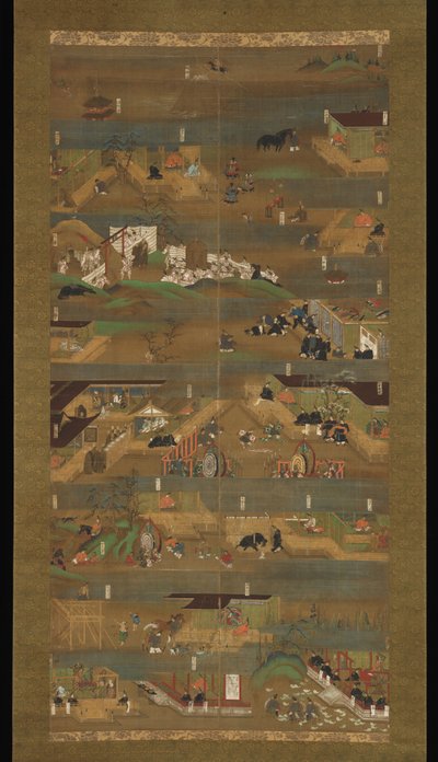 Prinssi Sh?tokun kuvitettu elämäkerta, riippuva kirjakäärö, Kamakura-kausi (1185–1333) (mustetta, väriä ja kultaa silkillä) tekijältä Japanese School