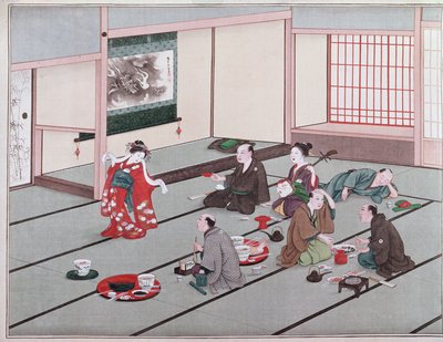 Japanilainen syöminen, juominen ja viihdettä teehuoneessa (wc) tekijältä Japanese School
