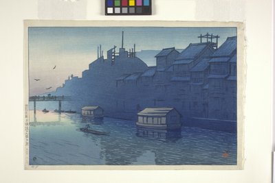 Morning Over The Factory (impressão em xilogravura a cores) finlandês tekijältä Japanese School