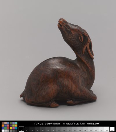 Netsuke mallinnettu peuraksi, 1800-luvun puoliväli (norsunluu) tekijältä Japanese School