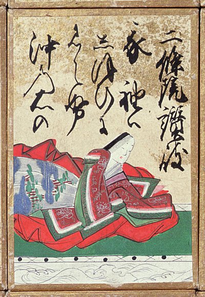 Yksi pelikorteista, joissa on 100 runoilijaa ja runoa, myytiin Exposition Universelle -näyttelyssä Pariisissa vuonna 1867 tekijältä Japanese School