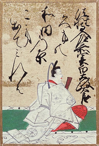 Yksi pelikorteista, joissa on 100 runoilijaa ja runoa, myytiin Exposition Universelle -näyttelyssä Pariisissa vuonna 1867 tekijältä Japanese School
