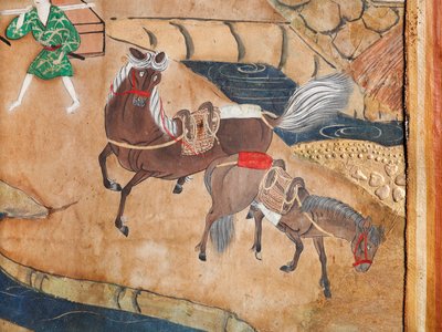 Osakazu Byobu - Japanilainen kahdeksanruutuinen taittuvanäyttö (maalaus) tekijältä Japanese School