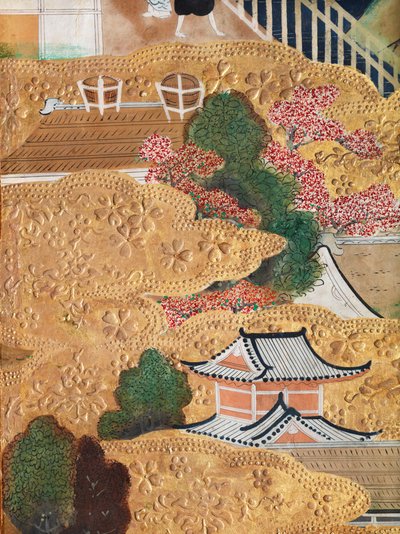 Osakazu Byobu - Japanilainen kahdeksanruutuinen taittuvanäyttö (maalaus) tekijältä Japanese School
