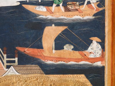 Osakazu Byobu - Japanilainen kahdeksanruutuinen taittuvanäyttö (maalaus) tekijältä Japanese School