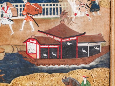 Osakazu Byobu - Japanilainen kahdeksanruutuinen taittuvanäyttö (maalaus) tekijältä Japanese School