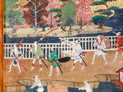 Osakazu Byobu - Japanilainen kahdeksanruutuinen taittuvanäyttö (maalaus) tekijältä Japanese School