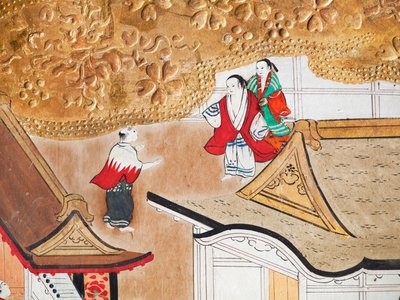 Osakazu Byobu - Japanilainen kahdeksanruutuinen taittuvanäyttö (maalaus) tekijältä Japanese School