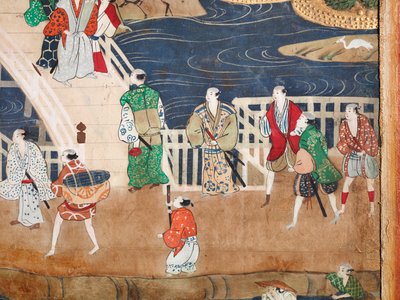 Osakazu Byobu - Japanilainen kahdeksanruutuinen taittuvanäyttö (maalaus) tekijältä Japanese School