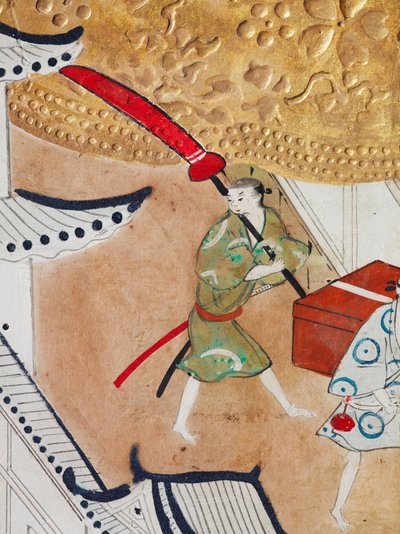 Osakazu Byobu - Japanilainen kahdeksanruutuinen taittuvanäyttö (maalaus) tekijältä Japanese School