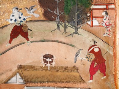 Osakazu Byobu - Japanilainen kahdeksanruutuinen taittuvanäyttö (maalaus) tekijältä Japanese School