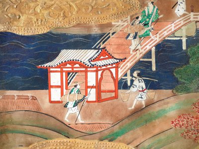 Osakazu Byobu - Japanilainen kahdeksanruutuinen taittuvanäyttö (maalaus) tekijältä Japanese School