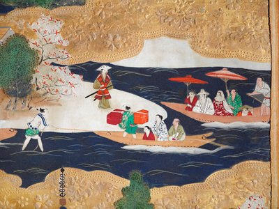 Osakazu Byobu - Japanilainen kahdeksanruutuinen taittuvanäyttö (maalaus) tekijältä Japanese School