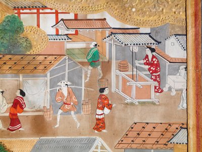 Osakazu Byobu - Japanilainen kahdeksanruutuinen taittuvanäyttö (maalaus) tekijältä Japanese School