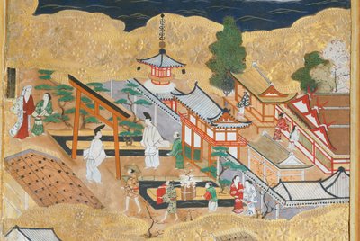 Osakazu Byobu - Japanilainen kahdeksanruutuinen taittuvanäyttö (maalaus) tekijältä Japanese School