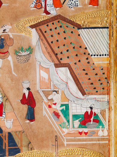 Osakazu Byobu - Japanilainen kahdeksanruutuinen taittuvanäyttö (maalaus) tekijältä Japanese School